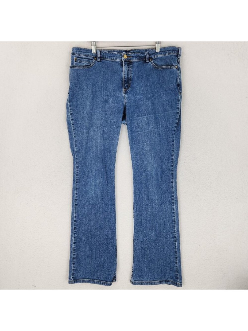 Duluth Trading Jeans Womens 18 Blue Mid Rise Bootcut Stretch Denim Casual
